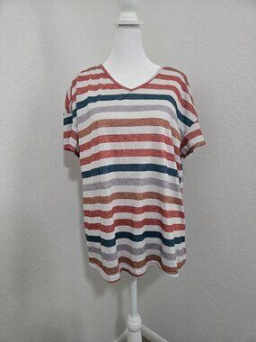 Colorful | Striped V-Neck T-Shirt